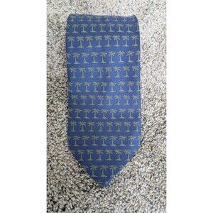 Tommy Bahama Off Island 100% Silk Palm Tree Print Men’s Tie Blue Green Tropical